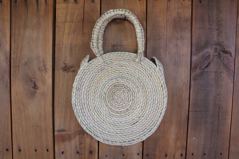 Round Handmade Woven Palm Leaf Bag-natural - Etsy