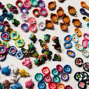 Set of 6 Bulk Barro Handmade Mexican kitchen Ornaments Clay Miniatures Day of the dead Fiesta-Gift Ideas-Holiday Coco-Folk Art Alter