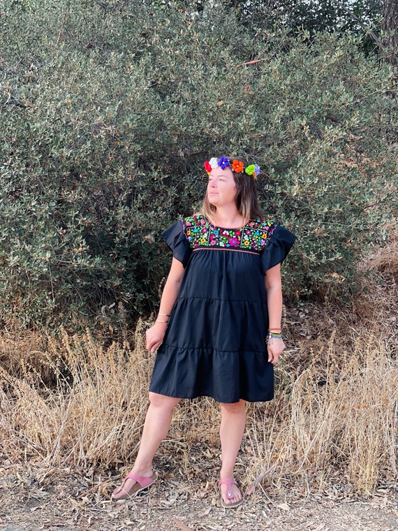 Mexican Embroidered Tunic Dress Embroidered by Ha… - image 4