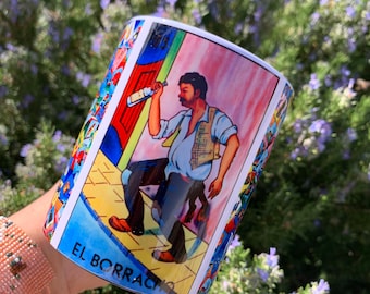 El Borracho Coffee Cup Loteria Handmade Mexican Mug Fiesta Rosa Sirena Gift Ideas Folk Art Camping Taza El Gallo La Luna Mothers Day Latina