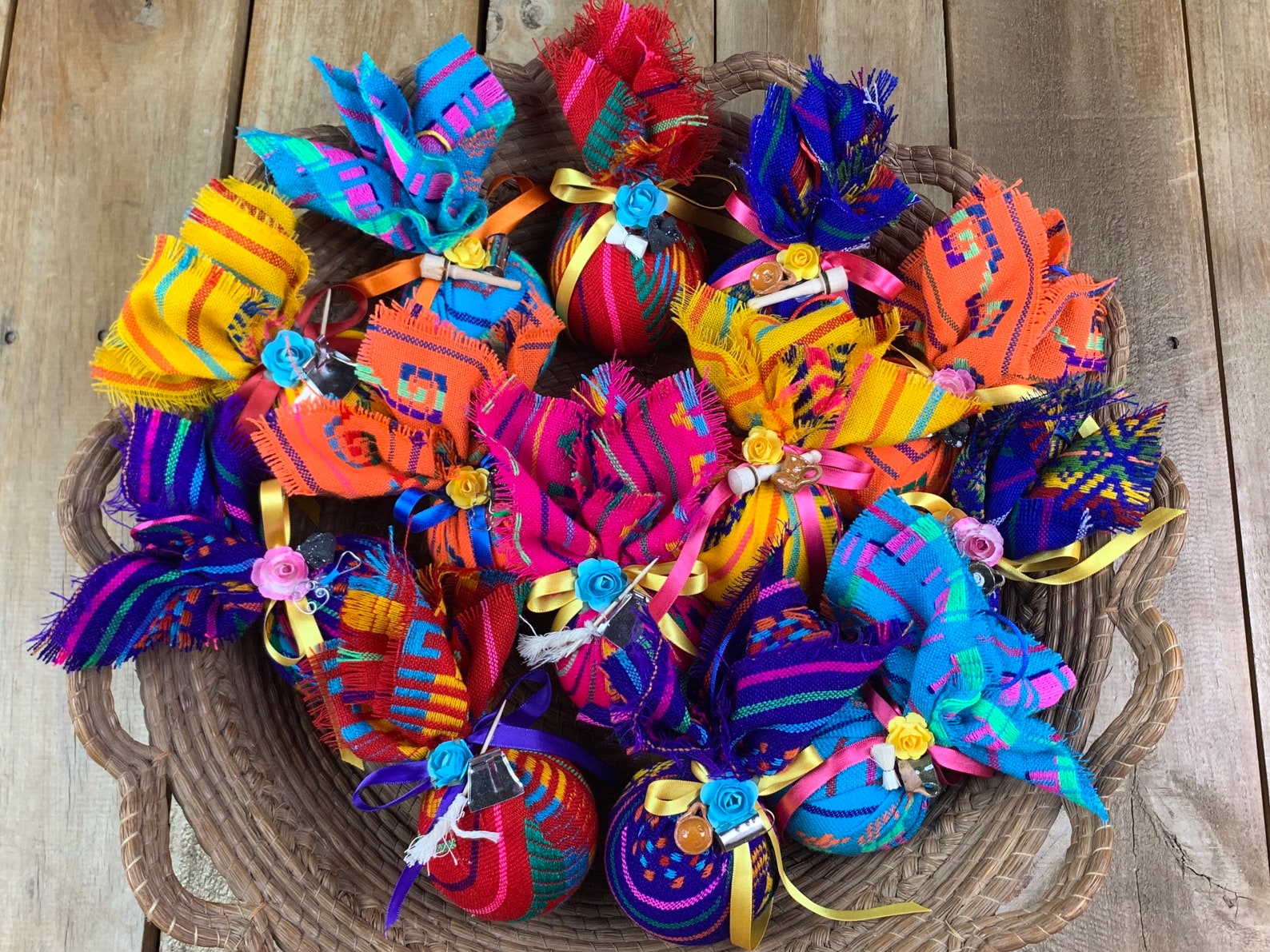 Set of 4 Handmade Mexican OrnamentsWood Clay Miniatures Etsy