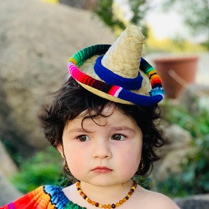 Mini Sombrero Colorful Mexican Fiesta Birthday Outfit-Frida Kahlo Cake-Folk Art Charro Cake Smash Mariachi Baby Hat Toddler Pet Dog