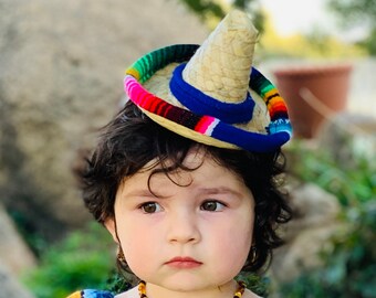 Mini Sombrero Colorful Mexican Fiesta Birthday Outfit-Frida Kahlo Cake-Folk Art Charro Cake Smash Mariachi Baby Hat Toddler Pet Dog
