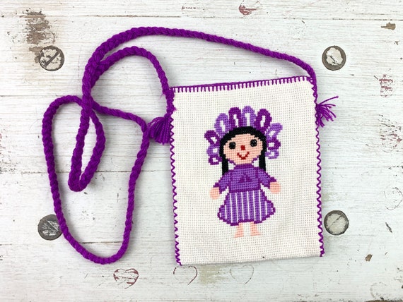 LELE Cross Stitch Mini Bag Handmade Cotton Lined … - image 1