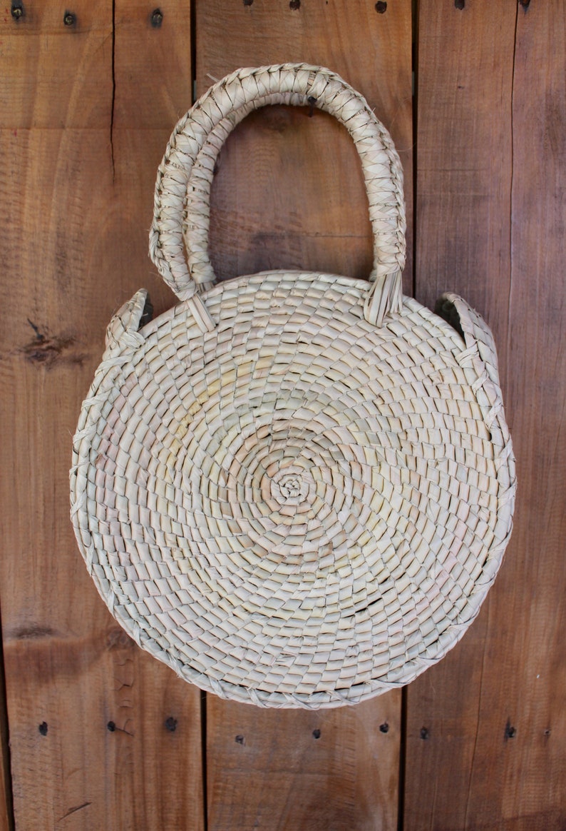 Round Handmade Woven Palm Leaf Bag-natural - Etsy