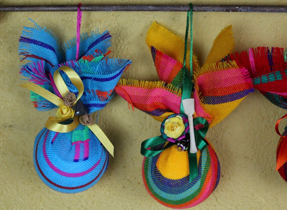 Set of 4 Handmade Mexican OrnamentsWood Clay Miniatures Etsy
