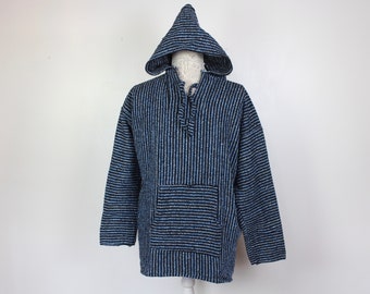 XL Unisex Blanket Sweater-Striped Baja Hoodie-Grudge-Skater-Surfer-Boho Fashion-Festival-Vintage-Drug-Hipster-Pullover-Fiesta-Summer-Art