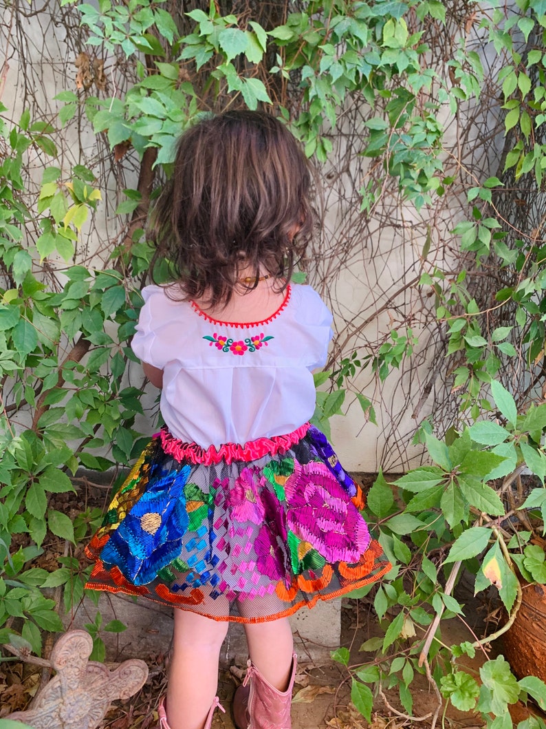 12-36 Months-TUTU /& Blouse Toddler Mexican Girls Outfit-Embroidered Flowers-Summer-Boho-Fiesta Birthday Outfit-Frida Kahlo-Cake-Folk-Bow