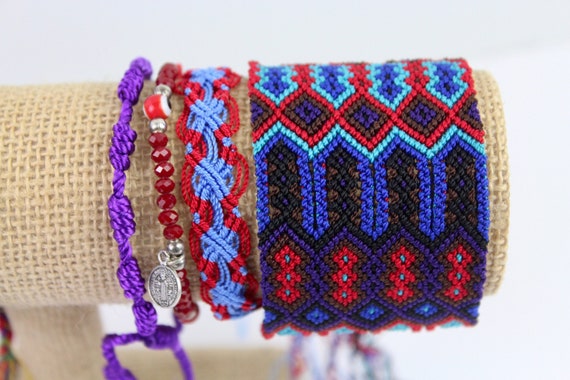 Mexican 1 Inch Wide Leather Friendship Bracelet / Traditional Mexican Hand  Woven Bracelets / 
