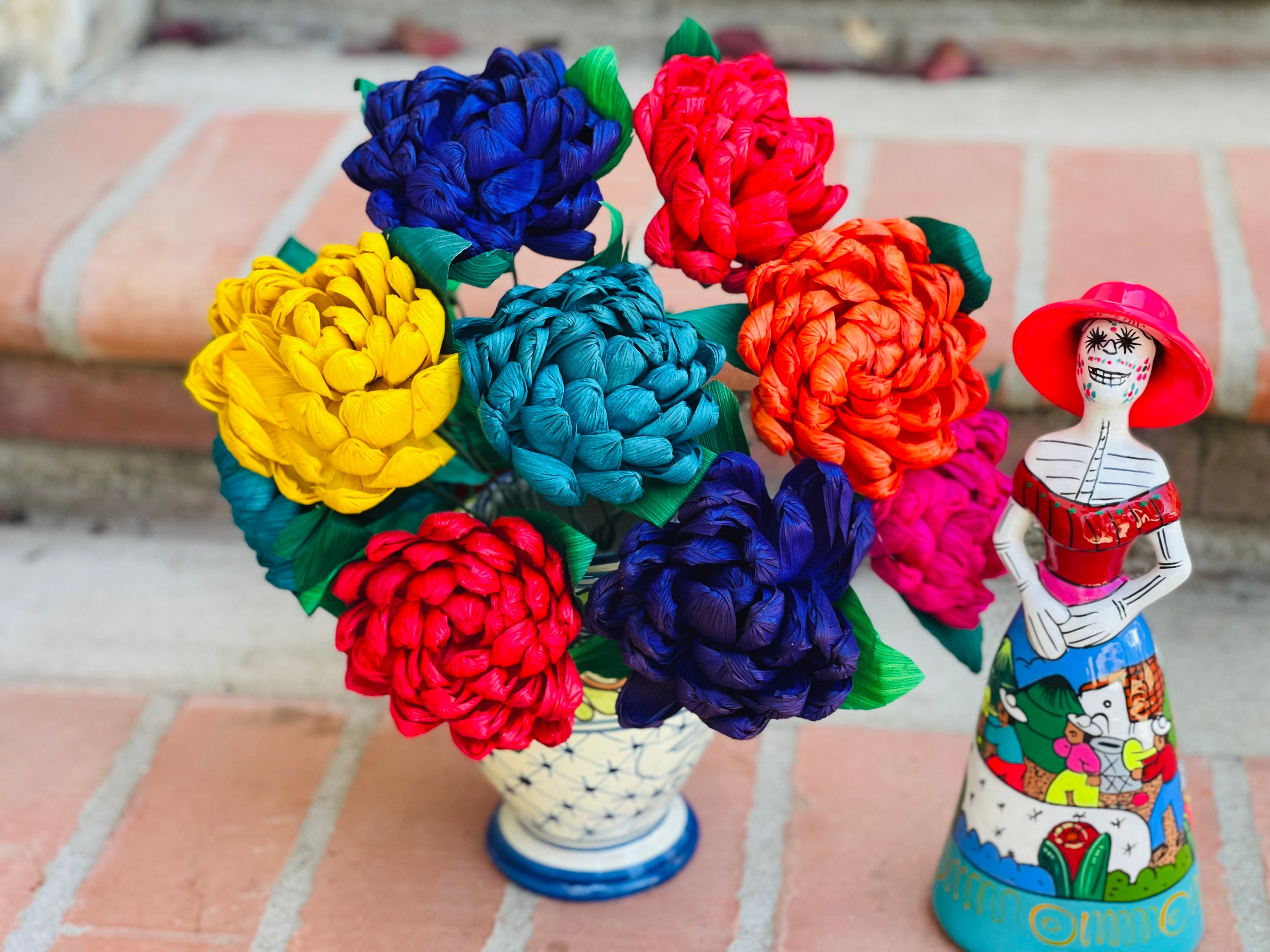 Rainbow 6 Stems Handmade Corn Husk Flower Bouquet Floral Etsy India Rainbow 6 Stems Handmade Corn Husk Flower Bouquet Floral Etsy India