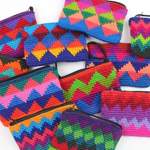 Hecho a mano Ganchillo monedero monedero collar-colorido-regalo-Boho-Trendy-Zipper Close-Mandala-Festival Accesorios-Secreto Bolsa-Weed Stash-Stoner