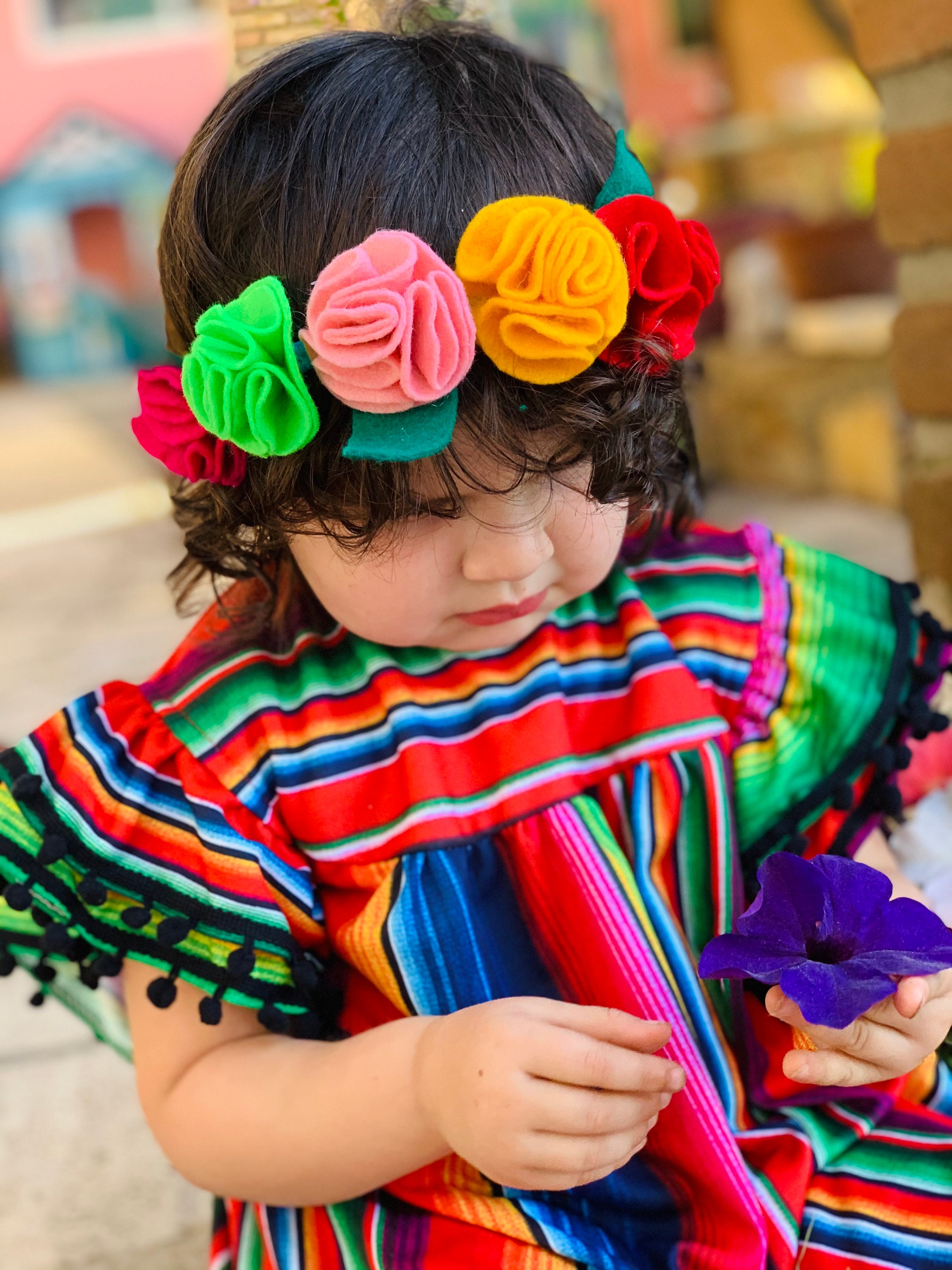 Diadema Infantil Frida Hecha a Mano Talla Única Flores Boho - Etsy México