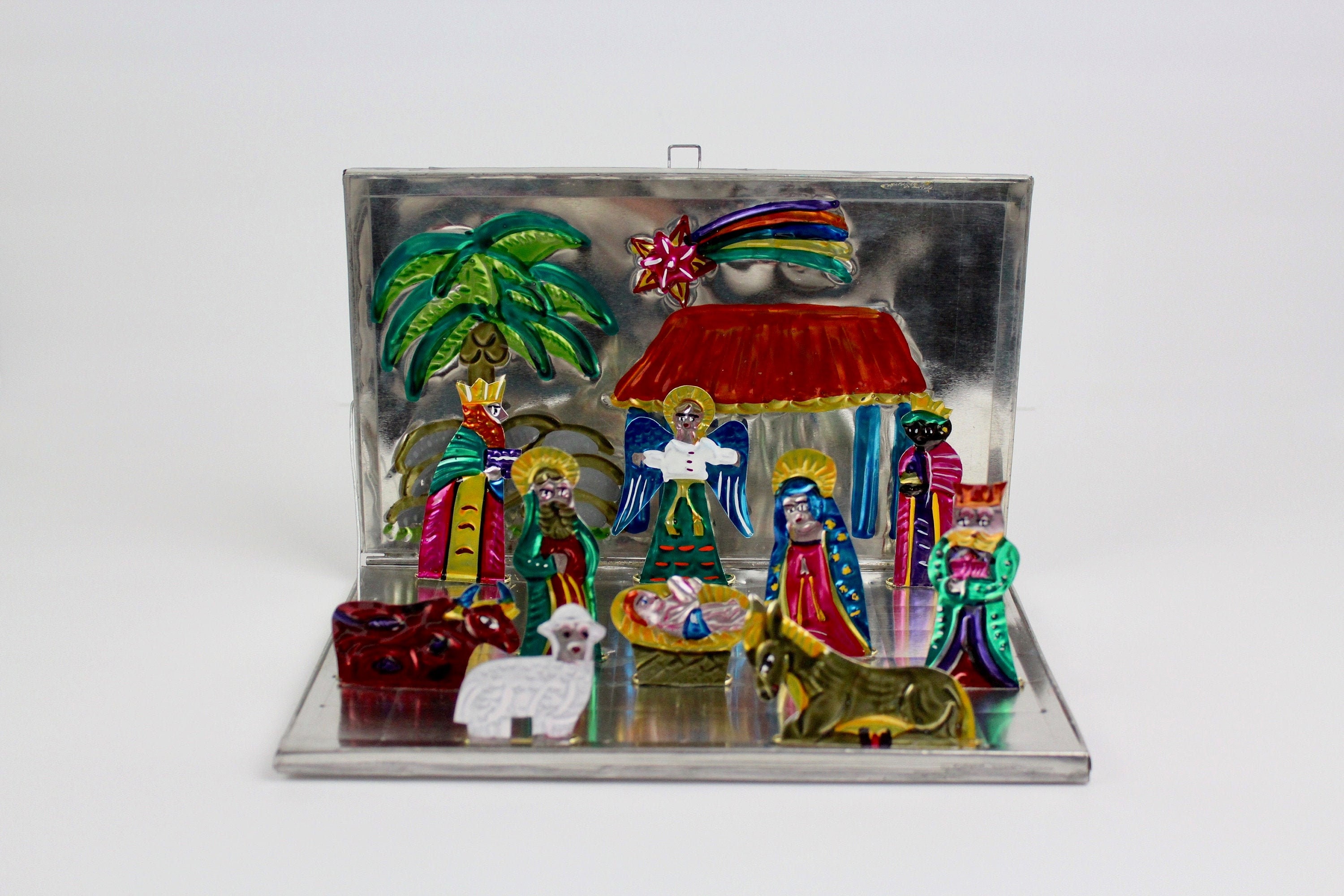 Handmade Mexican Tin Nativity SetHome Decor Holiday Cinco Etsy