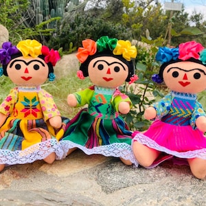 Large 11 inch FRIDA Mexican Doll Toy Handmade Christmas Ornament Folk Fiesta Decor Gift Table Setting Party Supply Baby Shower Wedding