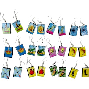 Lotería Handmade Tassel Earrings Dangle Fiesta Fun Folk Art Party Favors Lightweight Costume Amor Gifts for Her Christmas Halloween Fun Game