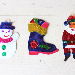 Handmade Mexican Tin Ornaments (Set of 3) Vintage Christmas Tree-Fiesta-Xmas-Gift Ideas-Holiday-Southwest-Coco-Amor-Folk Art-Handcrafted