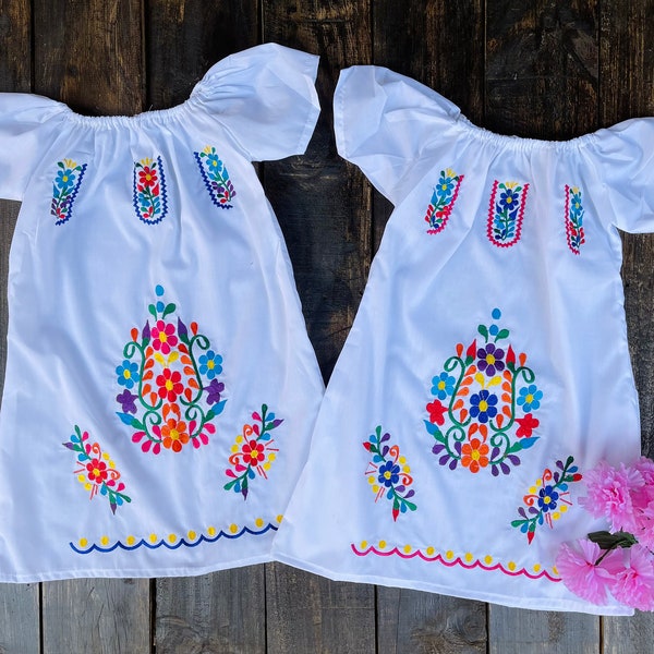 5-6 Years Mexican Toddler Girl Dress White Summer Boho Handmade Frida Kahlo Fiesta First Birthday Off the Shoulder Cake Smash COCO Party