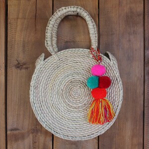 Round Handmade Woven Palm Leaf Bag-natural Fiber-organic-boho-hippie ...
