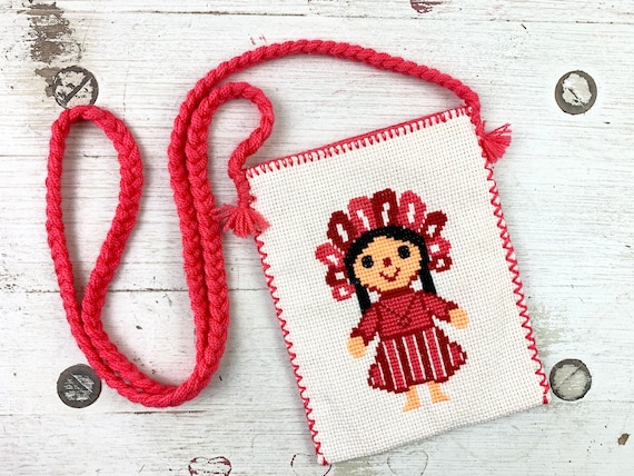 LELE Cross Stitch Mini Bag Handmade Cotton Lined … - image 1