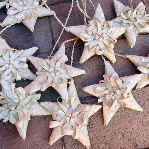 Set of 6 Woven Star Ornaments-Christmas-Handmade-Palm Leaf-Christmas Tree-Boho-New Mexico-Folk Art Gift Ideas-Holiday-Southwest-Coco-Esferas