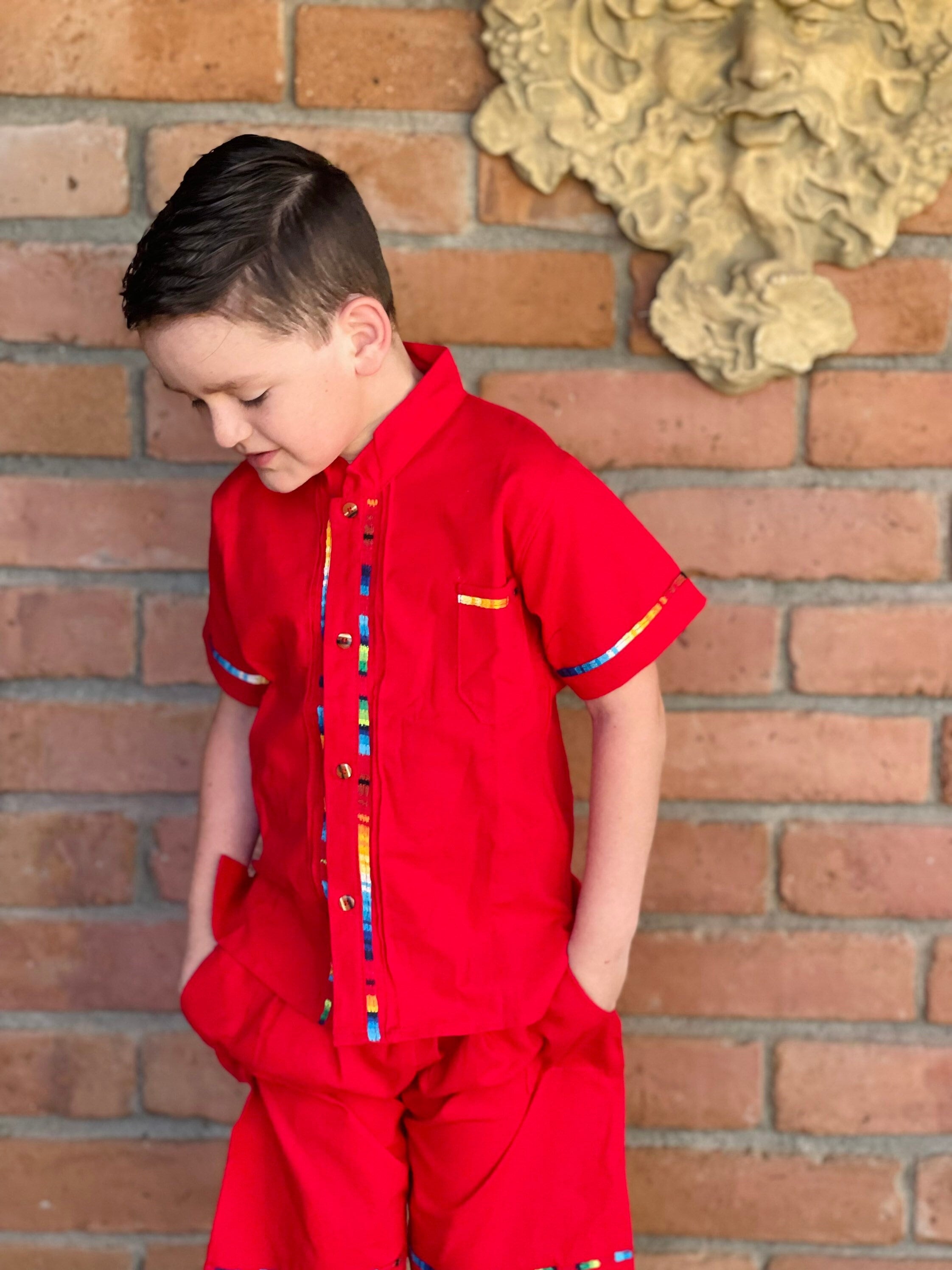 Short Sleeve Guayabera Para Bebes Camisa Guayabera De Lino Para
