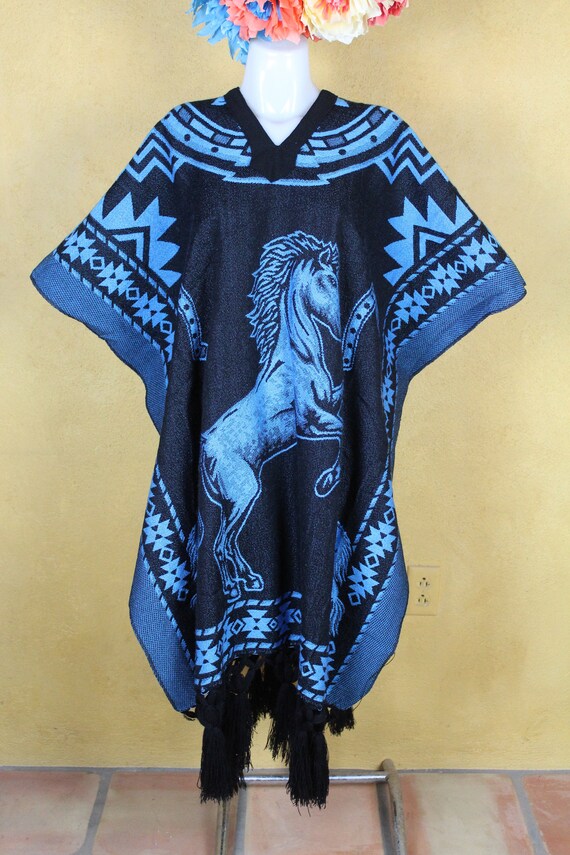 Caballo tejido Poncho-Sarape-Fringe 