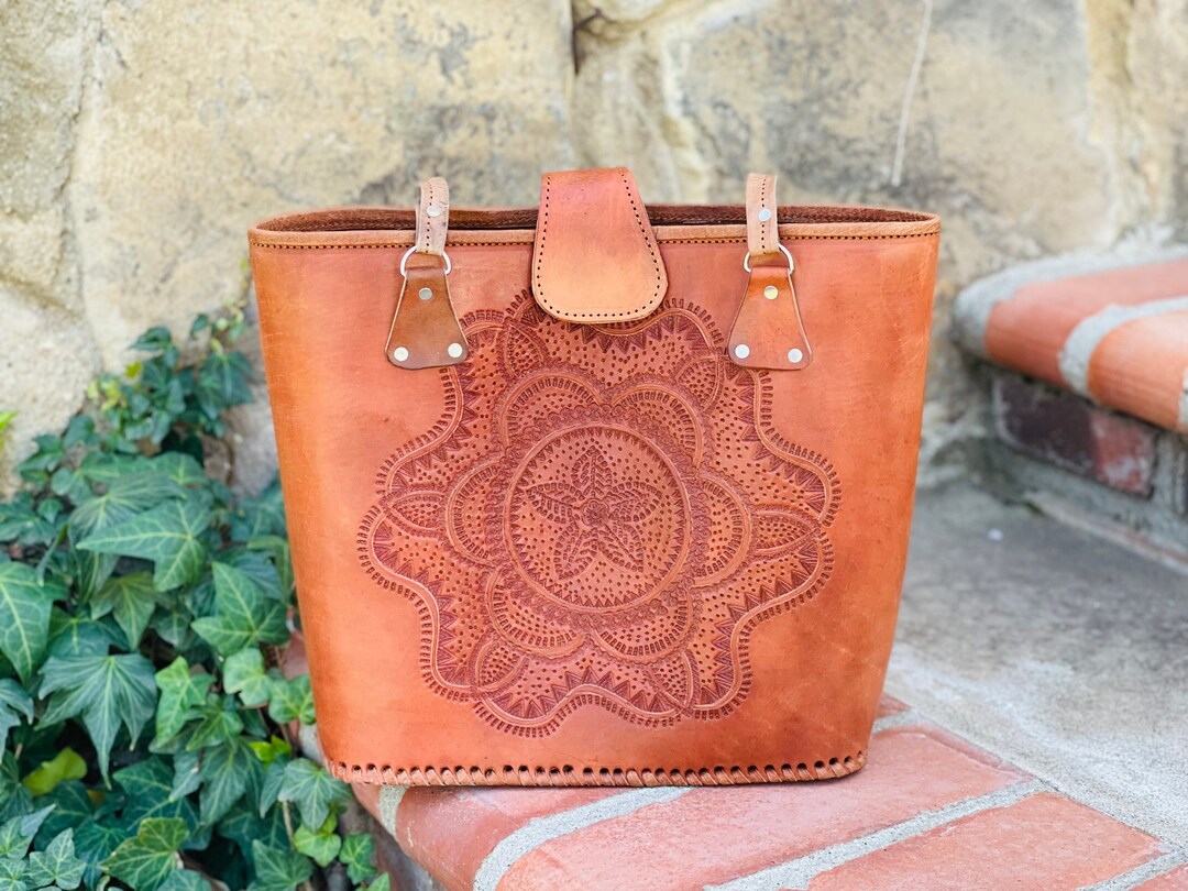 Handmade Genuine Leather Bag Purse Round Crossbody Hand Etsy