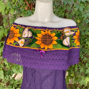 Off the Shoulder Blouse colorful Machine Embroidered Flowers Green Summer-BOHO-Hippie-Frida Kahlo style-Fiesta Birthday Party Outfit-Costume