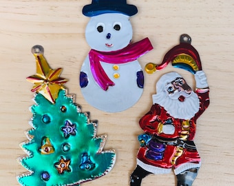 Ornements en étain mexicains faits à la main (Ensemble de 3) arbre de Noël vintage-Fiesta-Noël-Idées cadeaux-Vacances-Sud-Ouest-Coco-Amor-Art populaire-Artisanal