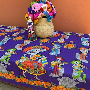Tafelkleed Dag van de Doden Dia de Los Muertos-suiker schedel Halloween handgemaakte altaar heiligdom folkloristische Coco Disney Party Amor stof