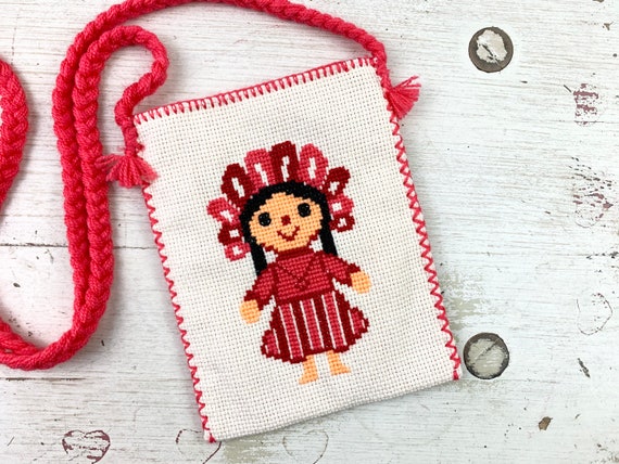 LELE Cross Stitch Mini Bag Handmade Cotton Lined … - image 3