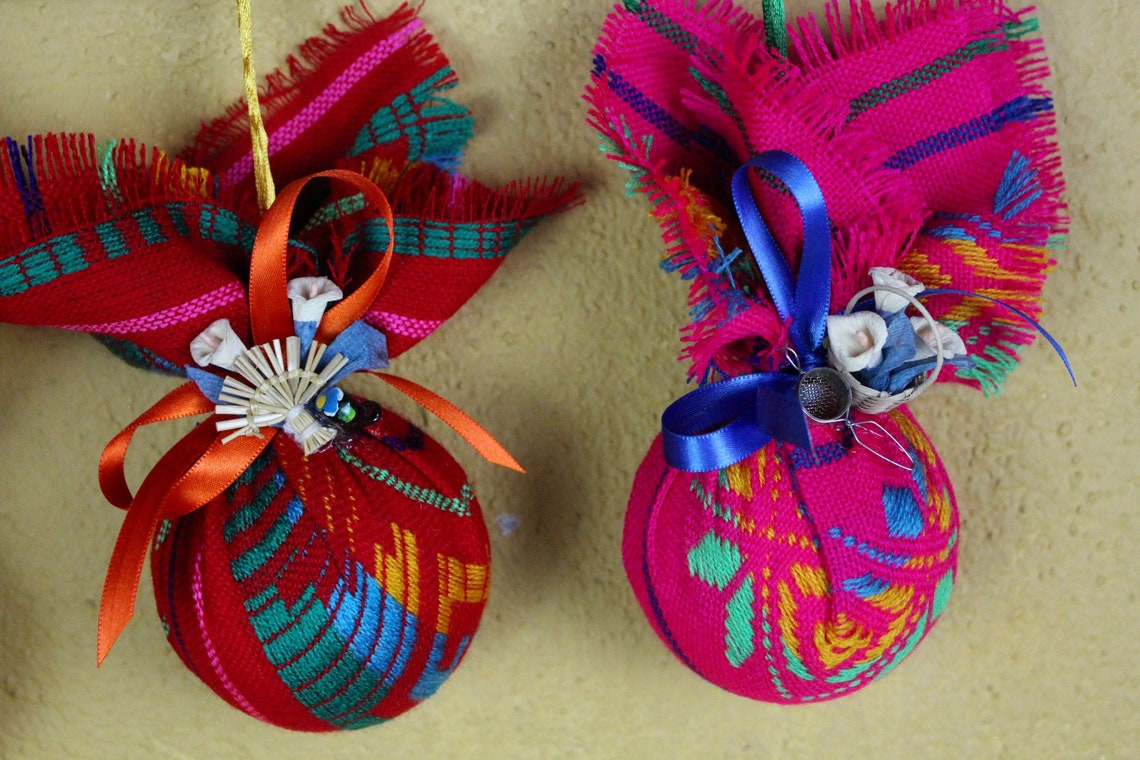 Set of 4 Handmade Mexican OrnamentsWood Clay Miniatures Etsy