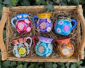 Hand Painted Mug CERAMIC Clay Coffee Cup Gift Idea Office Decor Talavera Mother s Day Gift Spanish Fiesta Ware Kitchen Mexican Pottery Tea