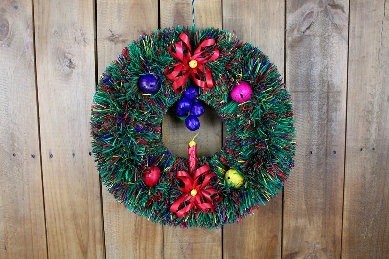 Hand Woven Palm Leaf Christmas Wreath-Handmade-Boho-Fiesta-Christmas Tree-Decor-Xmas-Gift Ideas-Holiday-Southwest-Coco-Pi\u00f1ata-Door Hanging