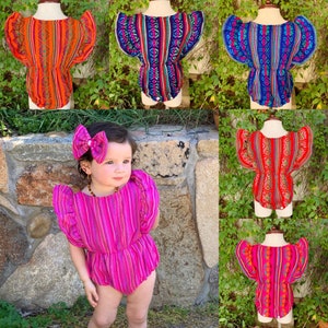 Girls Mexican Colorful Fabric Child Onesie with Snaps-BOHO-Hippie-Toddler-Colorful-Folk Art-Frida Kahlo-Birthday Fiesta COCO Halloween