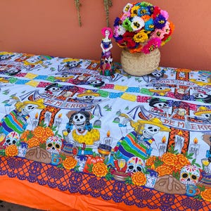 Tafelkleed Dag van de Doden Dia de Los Muertos-suiker schedel Halloween handgemaakte altaar heiligdom folkloristische Coco Disney Party Amor stof