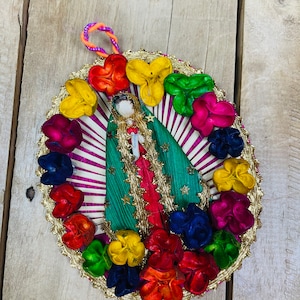 MEDIUM Virgencita Corn Husk Ornaments-Christmas-Handmade-Christmas Tree-Boho-New Mexico-Folk Southwest-Fiesta Posada-Home Decor-Shabby Chic
