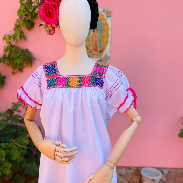 Frida Style Mexican Hand Embroidered Peasant Blouse BOHO-Hippie-Summer-Fiesta Birthday Wear-Beach Coverup-Latina Frida