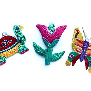 Handmade Mexican Tin Ornaments (Set of 3) Vintage Christmas Tree-Fiesta-Xmas-Gift Ideas-Holiday-Southwest-Coco-Amor-Folk Art-Handcrafted