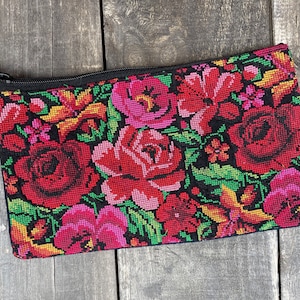 Embrague bordado mexicano reutilizado-Colorido- Bolsa de maquillaje-Cartera-Hippie-BOHO-Huipil-Hecho a mano-Flores-Fiesta Cumpleaños Regalo-Festival Cell art
