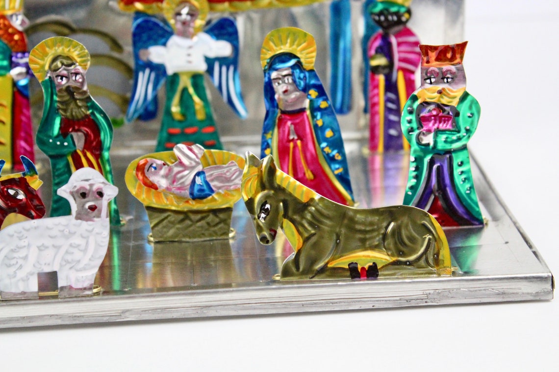 Handmade Mexican Tin Nativity Sethome Decor Holiday Cinco Etsy