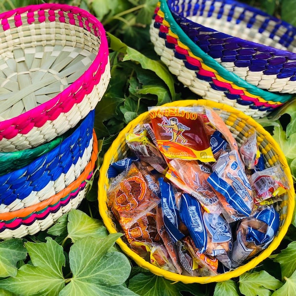 Mexican Tortilla Basket-Candy Tray for Fiesta Party (Set of 6) Nacho Containers-Table Setting-Mexican Folk-Cinco de Mayo-Wedding-Gift-Frida