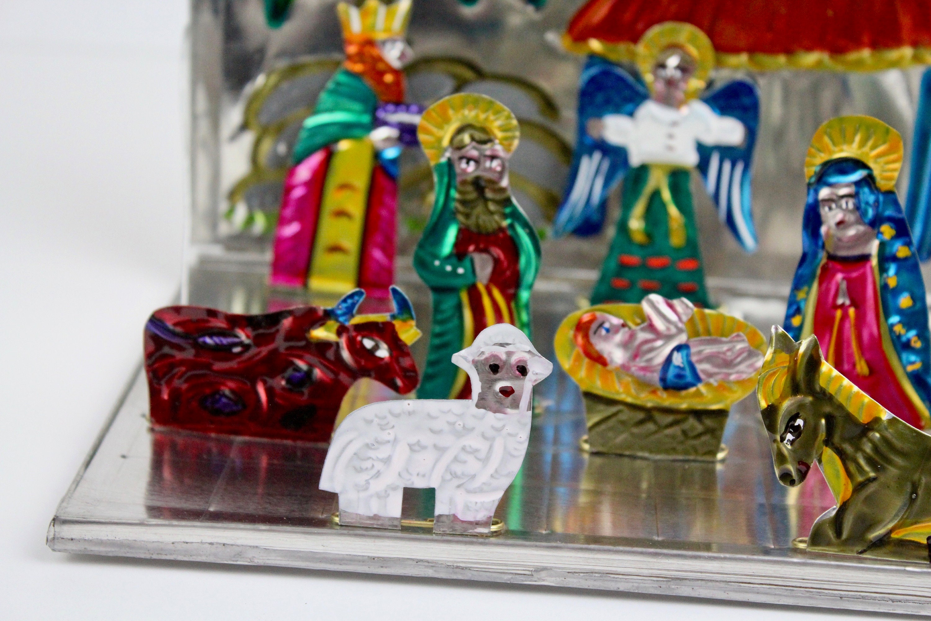 手作りのメキシコ製ブリキ製キリスト降誕セット - ホーム