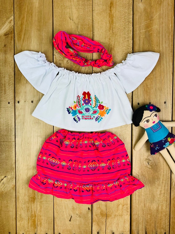 2T 3T Colorful Baby Toddler Mexican Girls Outfit hand Embroidered
