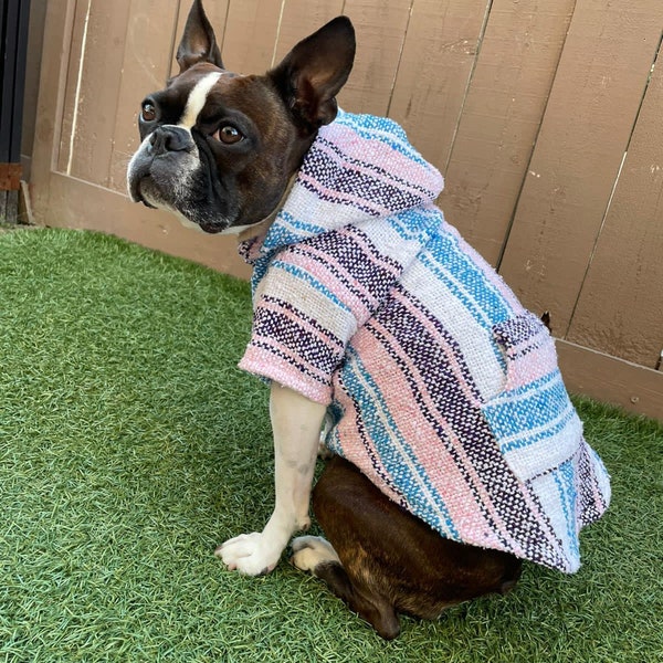 Middelgrote hond Mexicaanse deken trui-gestreepte Baja Hoodie-Grudge-Skater-Surfer Mini Me-International Pet Day-Beach Bum-Fiesta