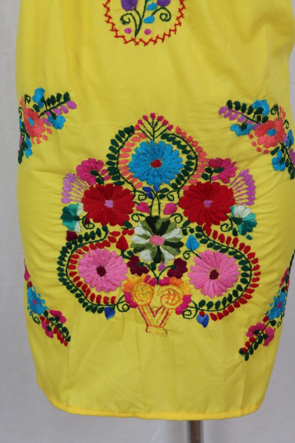Mexican Tunic-flowers-hand Embroidered-medium-yellow-mini | Etsy