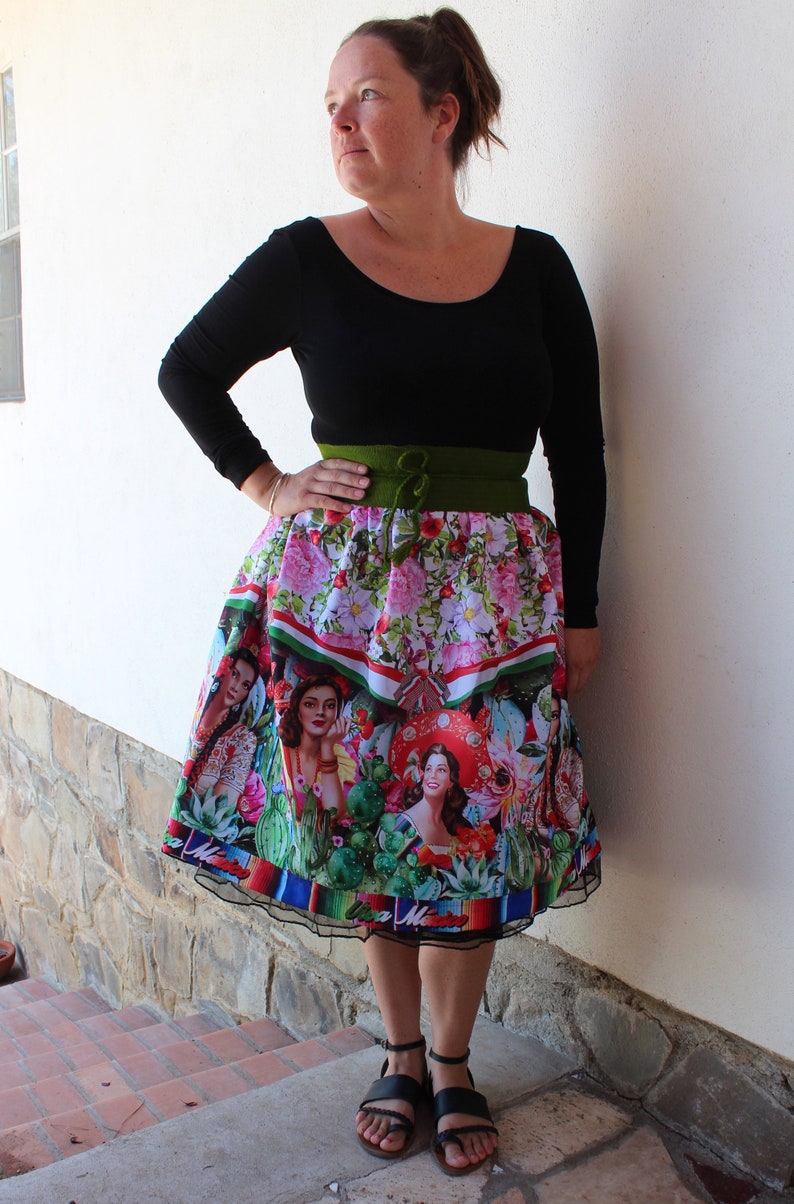 mexican-calendar-skirt-handmade-fabric-pin-up-girl-etsy