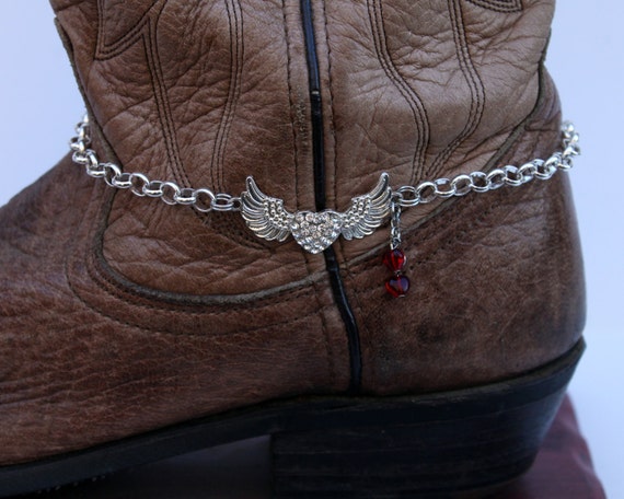Items similar to Angel Wing Heart Boot Bling, Boot Jewelry, Boot ...