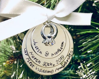 Wedding anniversary Christmas ornament personalized anniversary gift personalized Christmas ornament wedding gift anniversary monogrammed