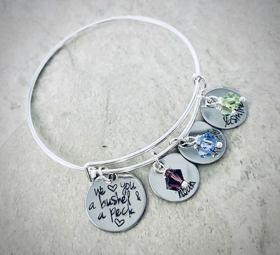 We Love You a Bushel and a Peck Personalized Bangle Bracelet With